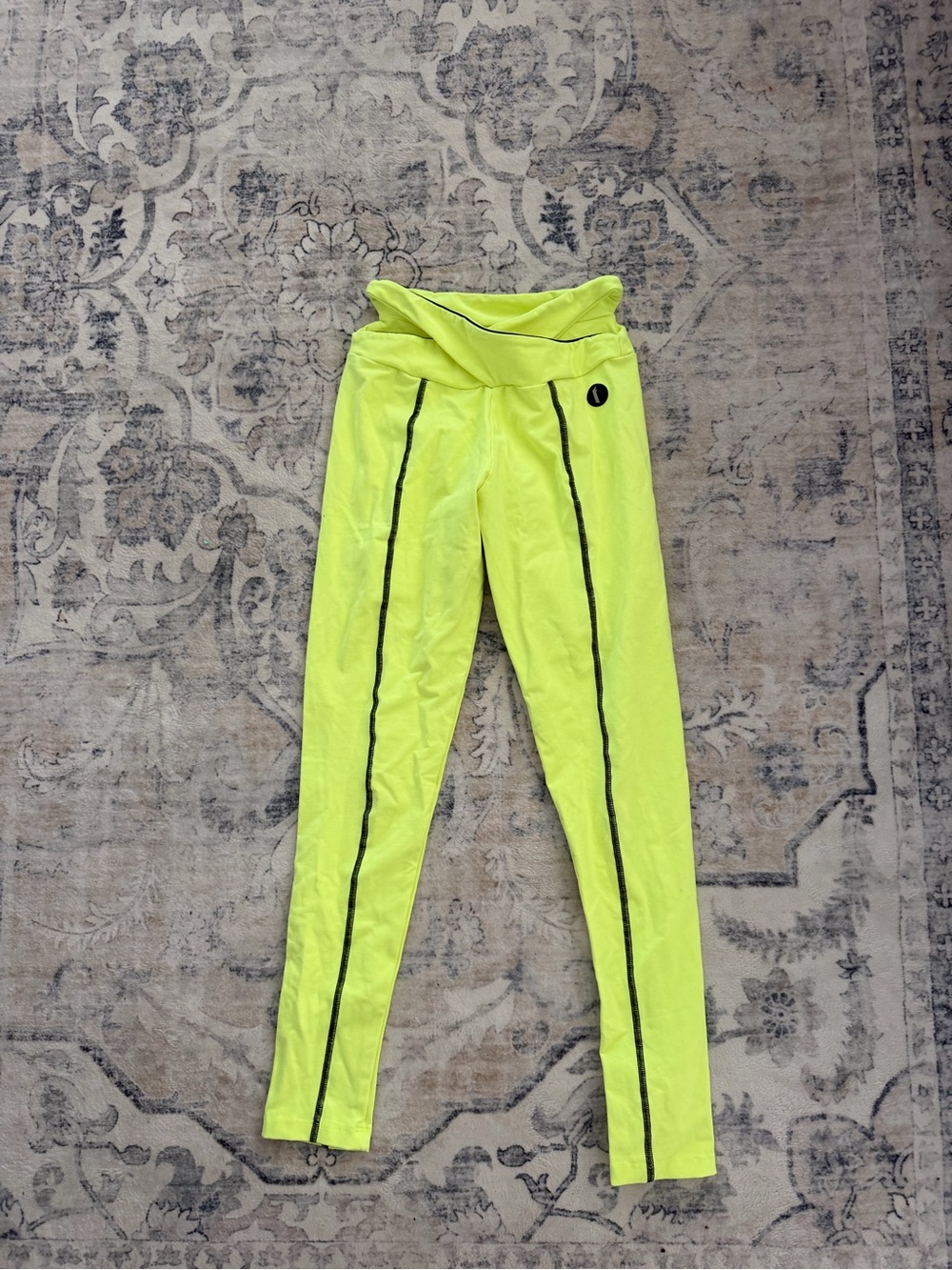 Neon Yellow Active Leggings with Black Trim